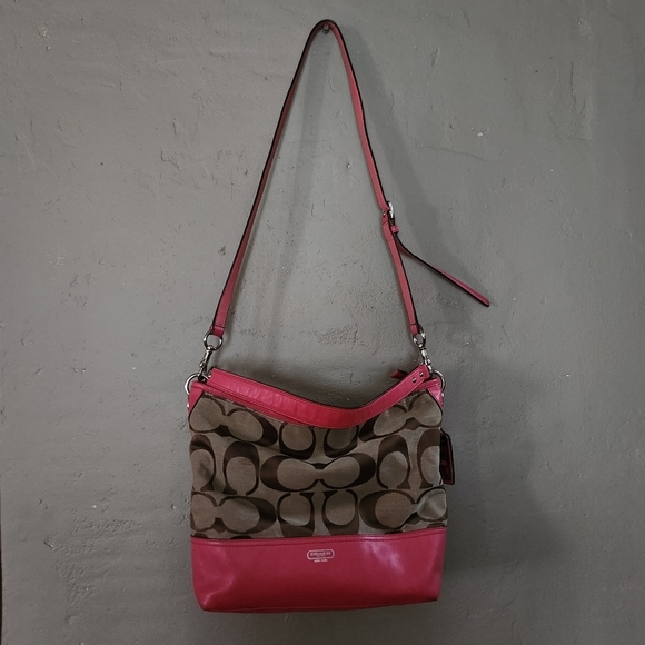 Vintage Coach Hamptons Signature  Crossbody Or Shoulder Bag Watermelon Pink - Picture 4 of 12